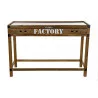 CONSOLE INDUSTRIELLE EN BOIS, MÉTAL ET VERRE "FACTORY" 120x47x82.5cm