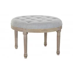 BANQUETTE CAPITONS RONDE LIN GRIS D70x48cm