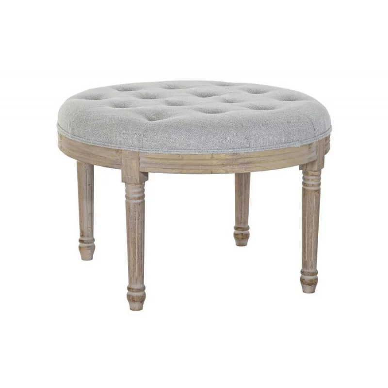 BANQUETTE CAPITONS RONDE LIN GRIS D70x48cm