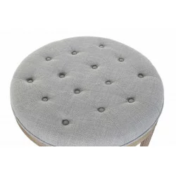 BANQUETTE CAPITONS RONDE LIN GRIS D70x48cm