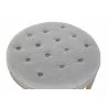 BANQUETTE CAPITONS RONDE LIN GRIS D70x48cm