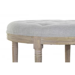 BANQUETTE CAPITONS RONDE LIN GRIS D70x48cm