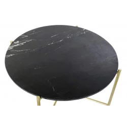 TABLE BASSE EN MARBRE NOIR 81X81X44 PIED