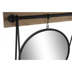 ETAGERE TRAPEZE METAL NOIR AVEC MIROIR 1