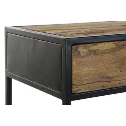 CONSOLE EN BOIS RECYCLE SUR ROUES 120X40