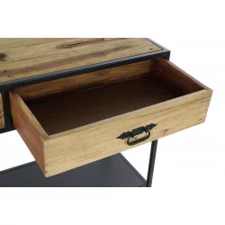 CONSOLE EN BOIS RECYCLE SUR ROUES 120X40