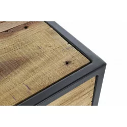 CONSOLE EN BOIS RECYCLE SUR ROUES 120X40