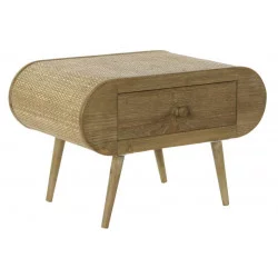 CHEVET ROTIN ARRONDI MDF 62X43X42 NATURE
