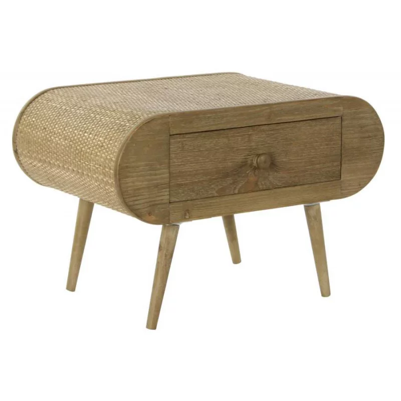 CHEVET ROTIN ARRONDI MDF 62X43X42 NATURE