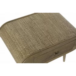 CHEVET ROTIN ARRONDI MDF 62X43X42 NATURE