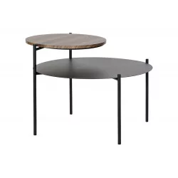 TABLE DOUBLE PLATEAU METAL ET BOIS 70,5X