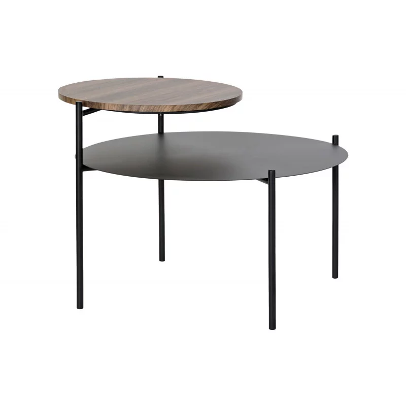 TABLE DOUBLE PLATEAU METAL ET BOIS 70,5X