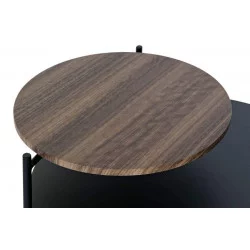 TABLE DOUBLE PLATEAU METAL ET BOIS 70,5X
