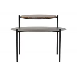 TABLE DOUBLE PLATEAU METAL ET BOIS 70,5X