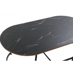 TABLE BASSE STYLE MARBRE NOIR OVAL 99,5X
