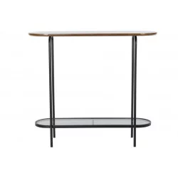 CONSOLE STYLE MARBRE NOIR 90X30X80CM NOI