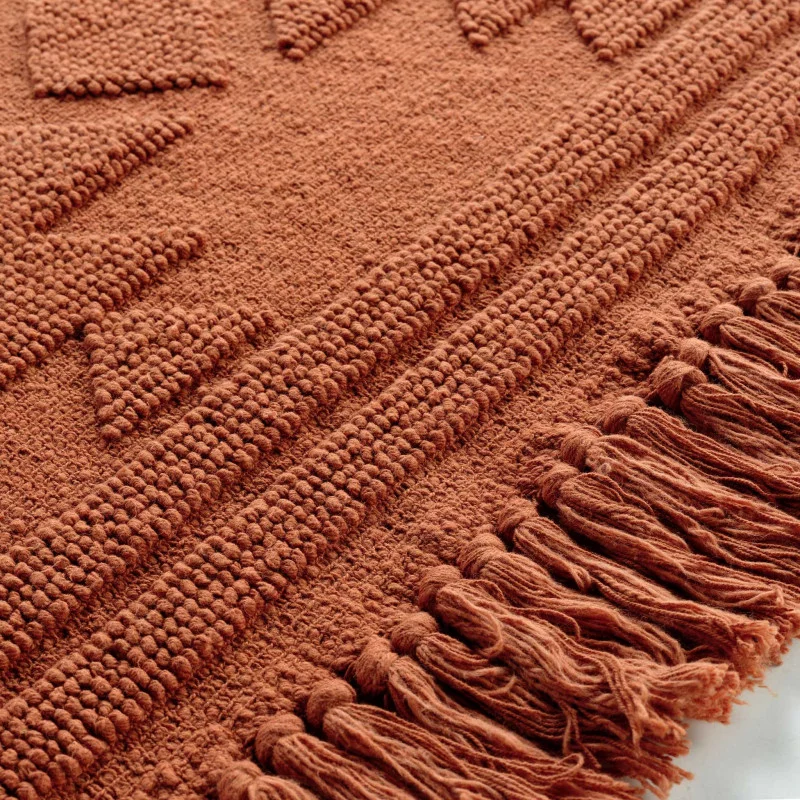 TAPIS RECT CILAOS TERRACOTTA A FRANGES 6