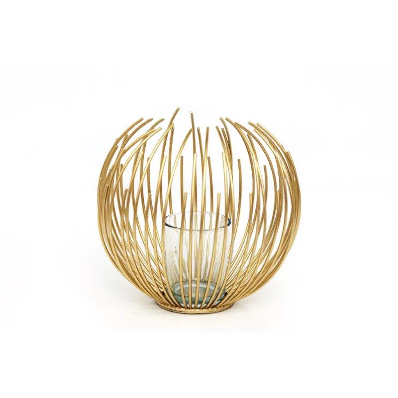 BOUGEOIR METAL OR 16X16CM