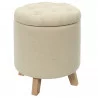 COFFRE POUF ROND ELEONOR BEIGE
