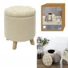 COFFRE POUF ROND ELEONOR BEIGE