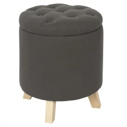 COFFRE POUF ROND ELEONOR GRIS