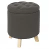 COFFRE POUF ROND ELEONOR GRIS