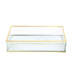 BOITE EN VERRE 24CM PLATEAU A BIJOUX