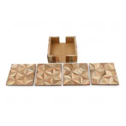 LOT 4 DESSOUS DE VERRE BOIS MARQUETER