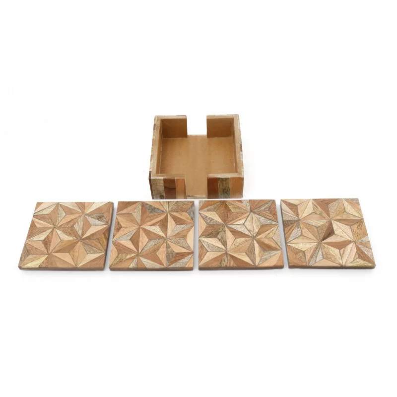 LOT 4 DESSOUS DE VERRE BOIS MARQUETER