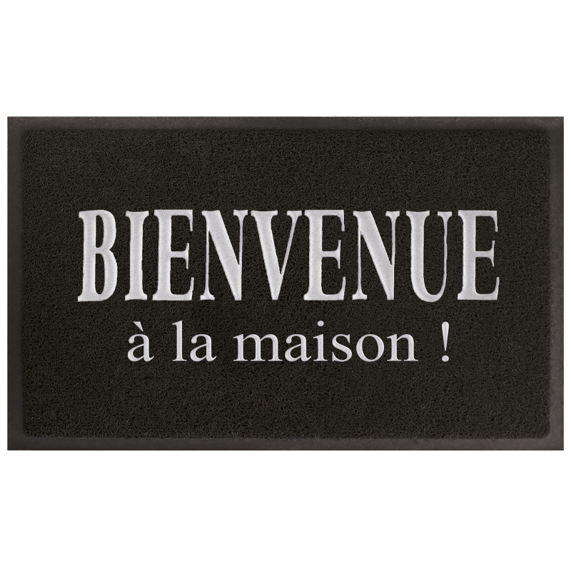 TAPIS D'ENTREE MAISON GRIS/NOIR 45 X 75