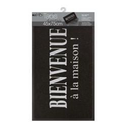 TAPIS D'ENTREE MAISON GRIS/NOIR 45 X 75