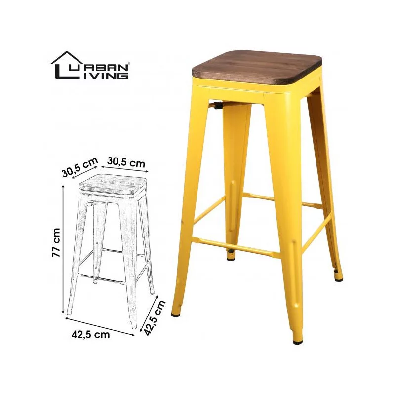 TABOURET DE BAR EN MÉTAL JAUNE MOUTARDE TABOURET DE BAR EN MÉTAL JAUNE MOUTARDE