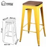 TABOURET DE BAR EN MÉTAL JAUNE MOUTARDE