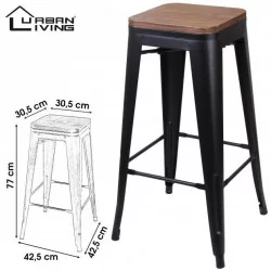TABOURET DE BAR EN MÉTAL NOIR MAT