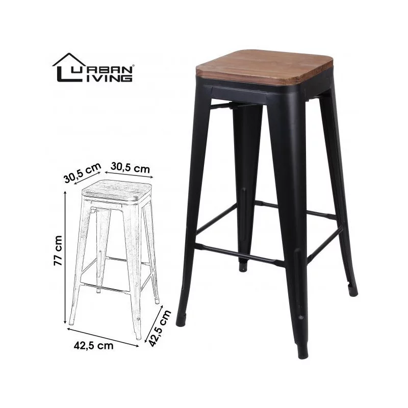 TABOURET DE BAR EN MÉTAL NOIR MAT