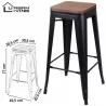 TABOURET DE BAR EN MÉTAL NOIR MAT