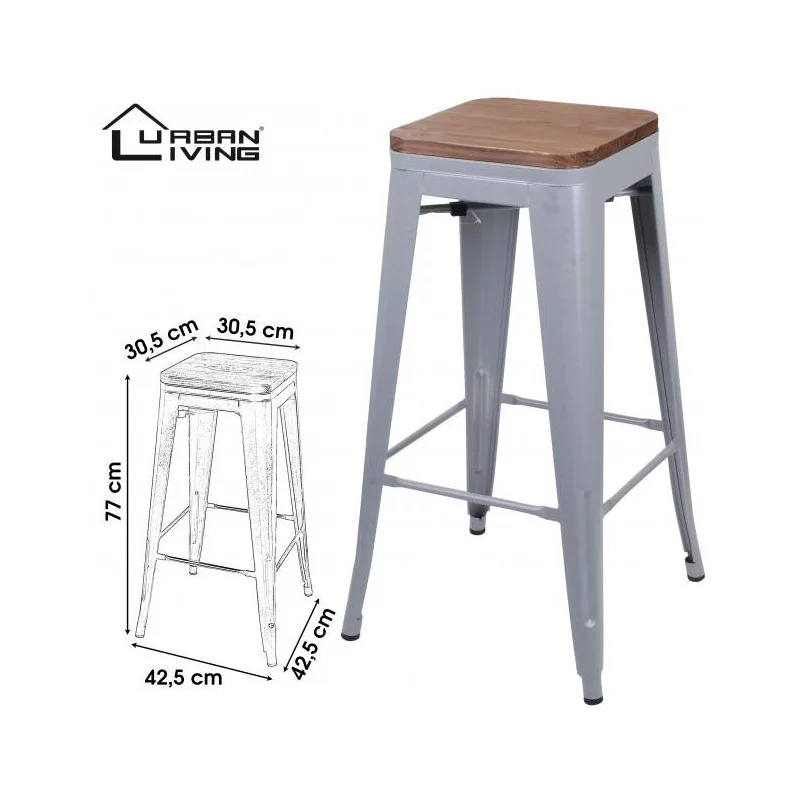 TABOURET DE BAR EN MÉTAL GRIS MAT TABOURET DE BAR EN MÉTAL GRIS MAT