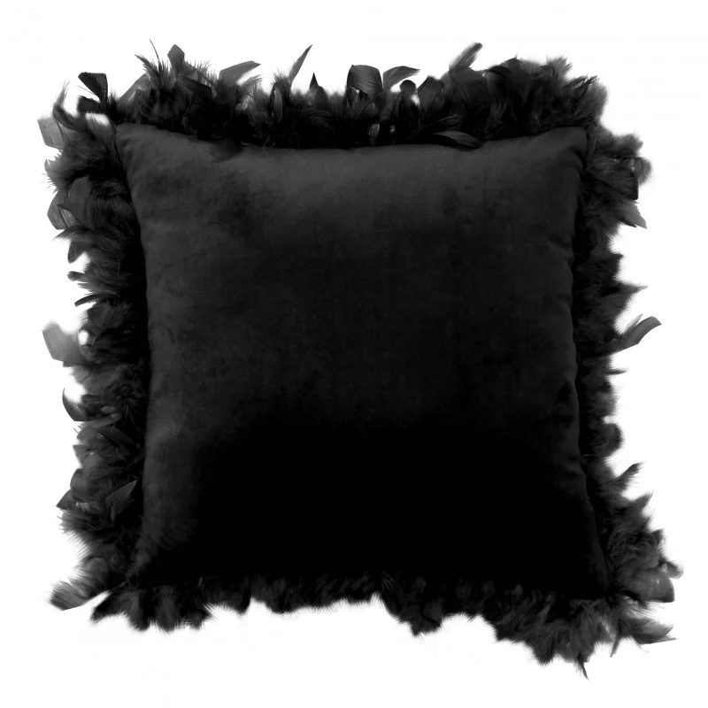 COUSSIN MARLINA NOIR PLUMES 40 x 40 CM