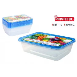 SET 10 BOITES ALIMENTAIRES 500ML RECT R