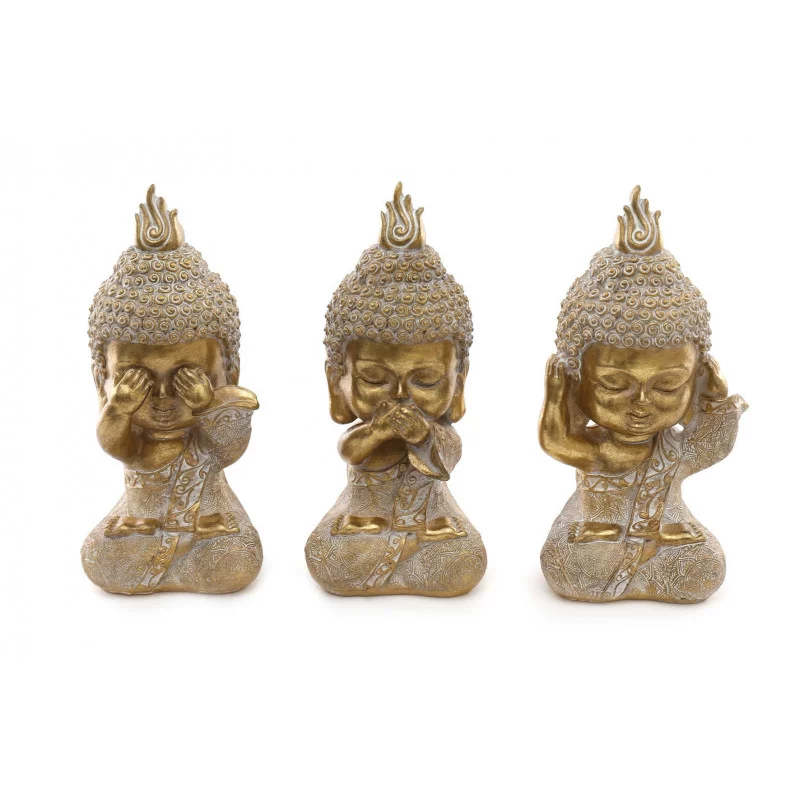 BOUDDHA THAÏ SAGESSE DORÉ X3 19cm