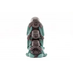 STATUETTE 3 BOUDDHAS DE LA SAGESSE H18cm
