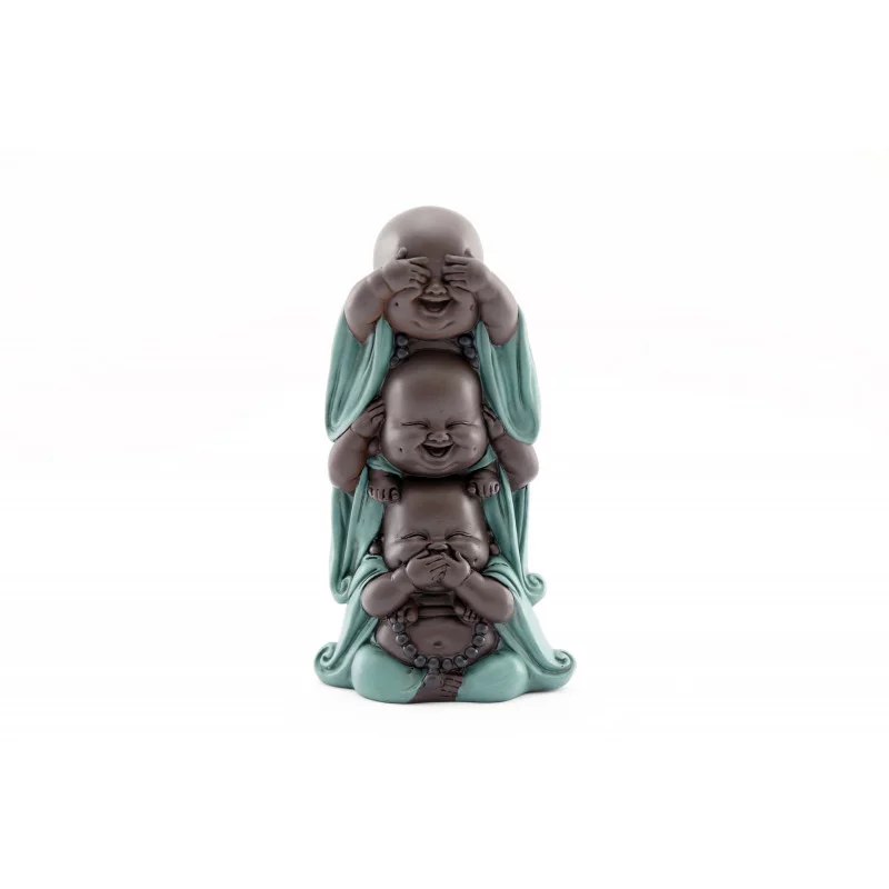 STATUETTE 3 BOUDDHAS DE LA SAGESSE H18cm