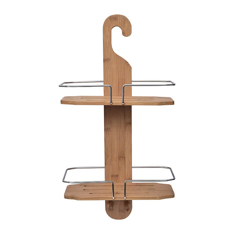 SERVITEUR DE DOUCHE 2 TABLETTES - BAMBOU ET MÉTAL