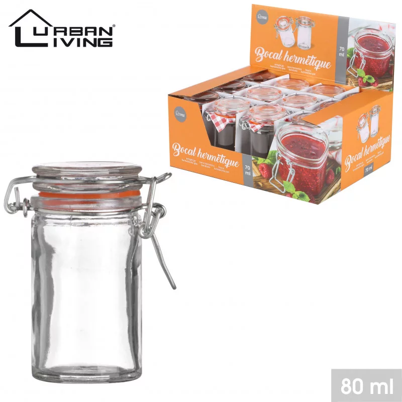 BOCAL HERMETIQUE AVEC CLIP 70ML CONSERV
