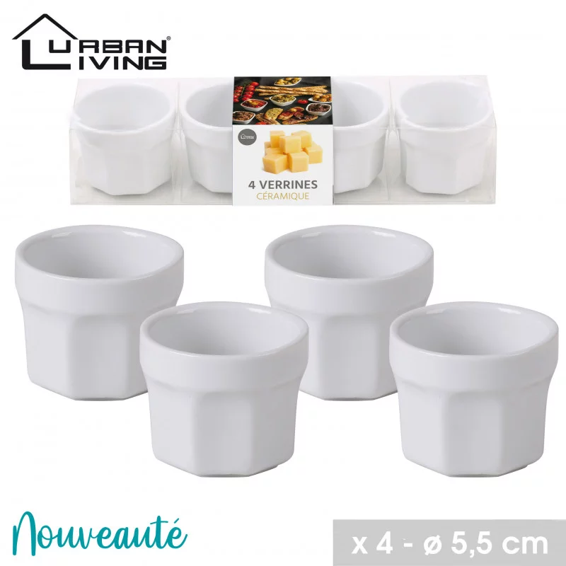 VERRINES X4 BLANC EN CERAMIQUE D5,5CM