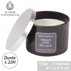 BOUGIE PARFUMEE GRENADE NOIRE 3 MECHES D