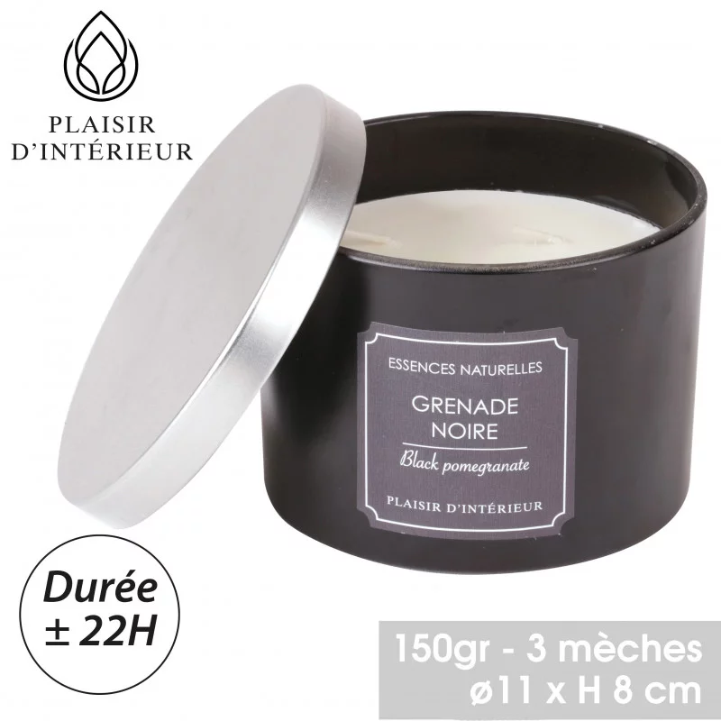 BOUGIE PARFUMEE GRENADE NOIRE 3 MECHES D