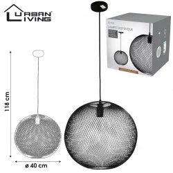 PLAFONNIER ROND EN MÉTAL FILAIRE NOIR D40X118cm