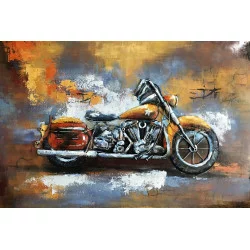 CADRE EN MÉTAL AVEC RELIEF DE MOTO RÉTRO 120x80cm