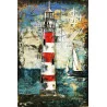 CADRE EN MÉTAL AVEC RELIEF DE PHARE ROUGE 120x80cm